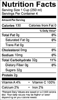 Sweetened Orange Juice Facts