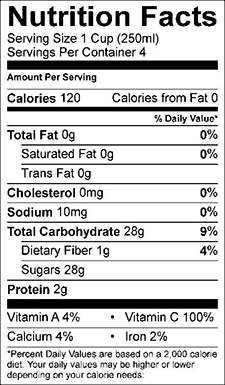 Unsweetened Orange Juice Facts